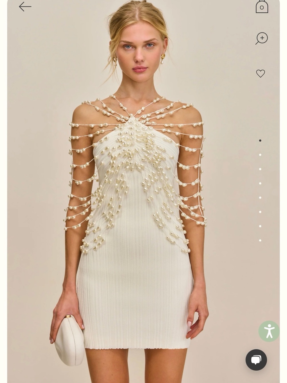 Cult Gaia Pearl-Embellished White Mini Dress - Picture 2 of 6